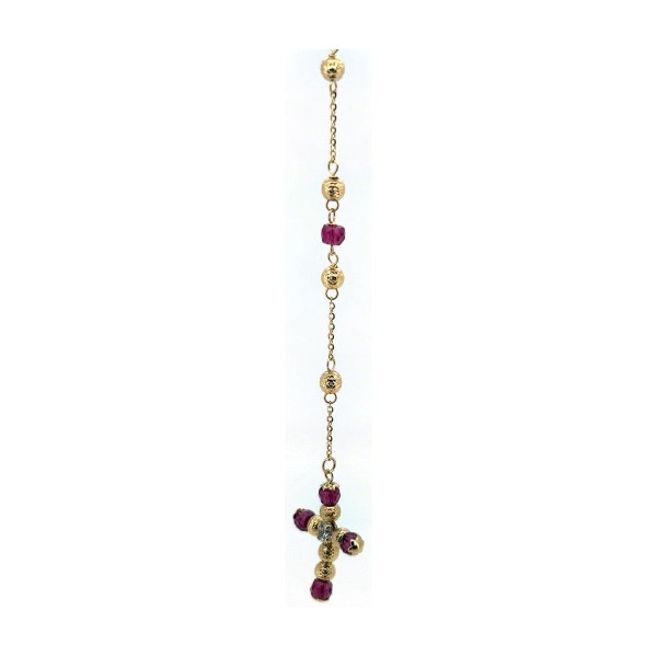 Cadena rosario rojo de oro 18k 70 cm